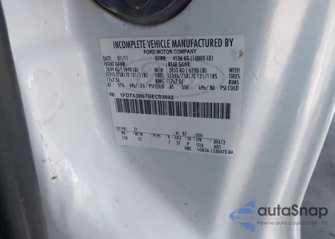 2011 Ford F-350 Xl from USA, damaged, VIN 1FD7X3B67BEC03692